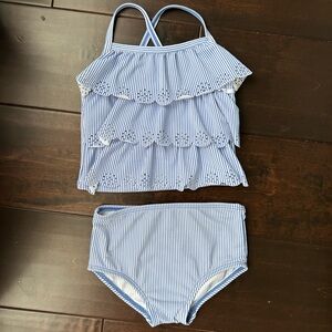 NWOT Carters Two Piece Striped Ruffle Bikini 18mo